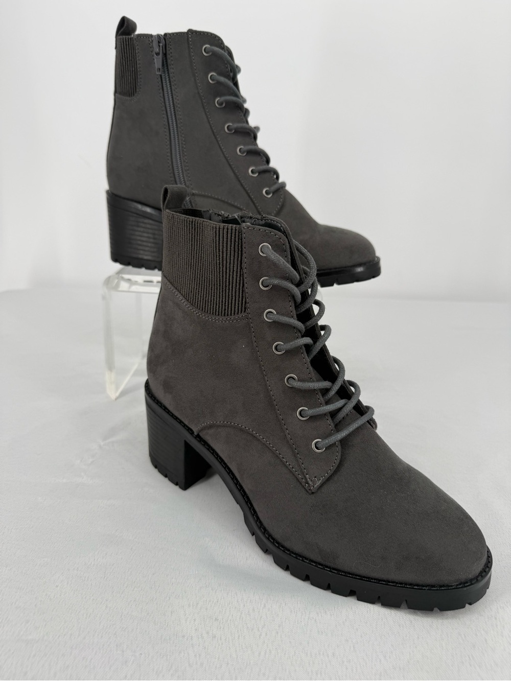 NEW Market & Spruce Women’s Lace-Up Ankle Boots in Dark Gray Size 8